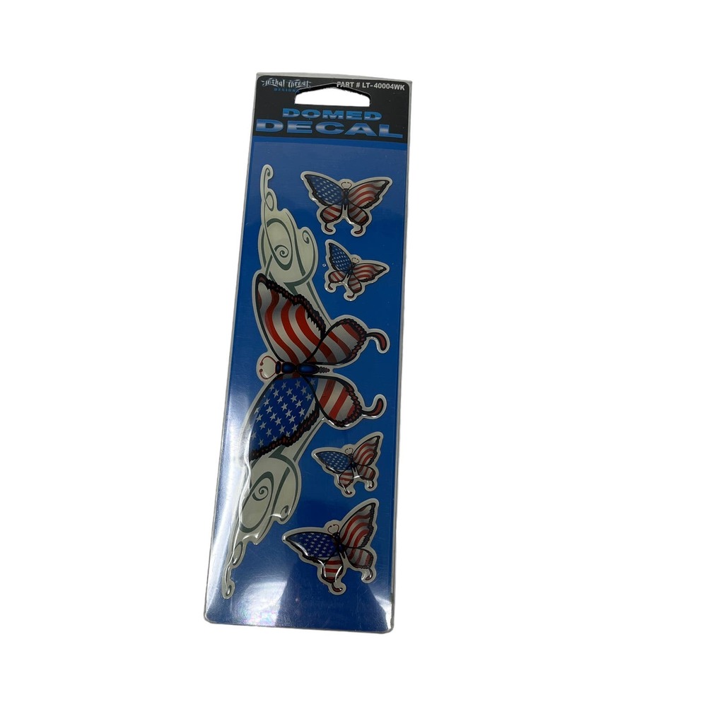 Lethal Threats‎ Designs American Flags Butterflys Domed Decal NIP LT40004WK